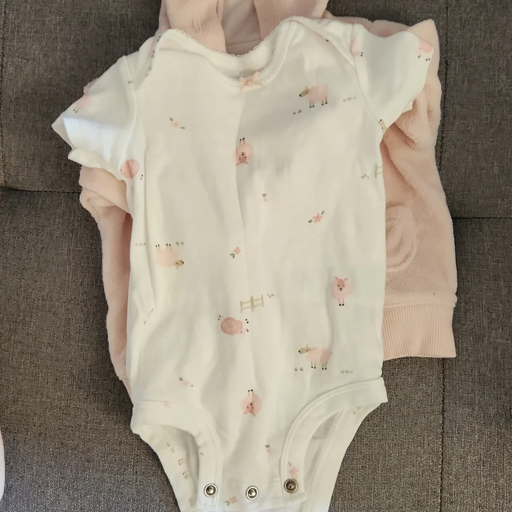 Carter's 3 piece cardigan set soft pink 3 months - Picture 5 of 8